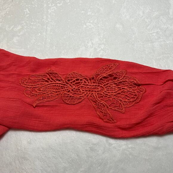 Zac & Rachel Split Neck Blouse Size XL Resort Vacation Summer Festival Cut Out - Picture 5 of 8